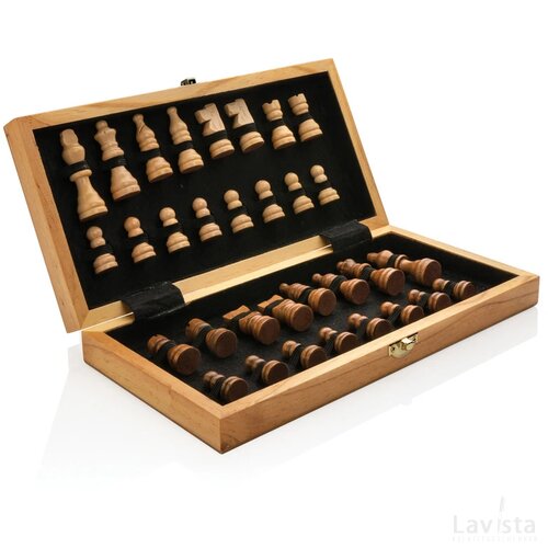 Luxe houten opvouwbaar schaakspel bruin