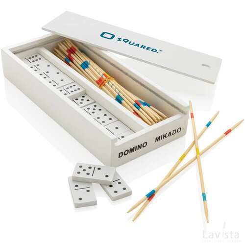 Deluxe mikado/domino in houten doos wit