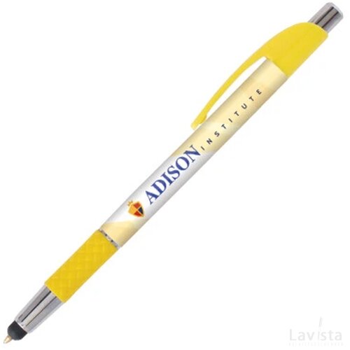 DIA balpen Stylus met gripzone in full colour all over bedrukt geel