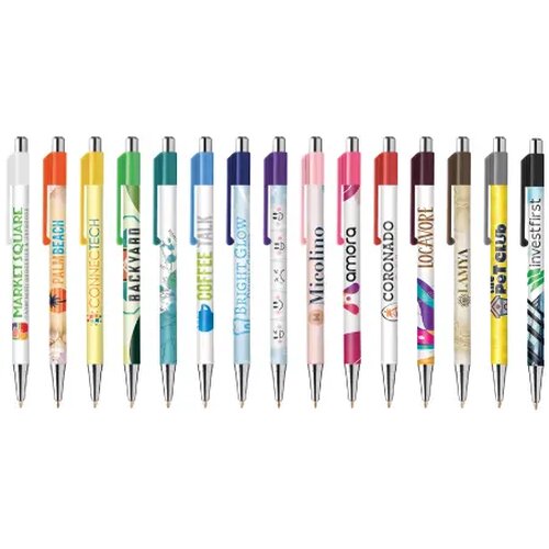 BATAM balpen Chrome met gekleurd beslag in full colour all over bedrukt