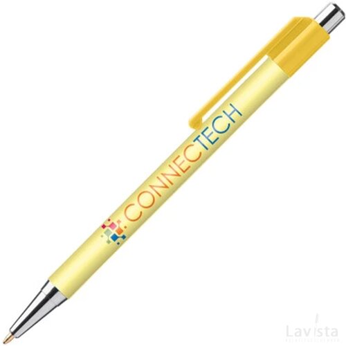 BATAM balpen Chrome met gekleurd beslag in full colour all over bedrukt geel