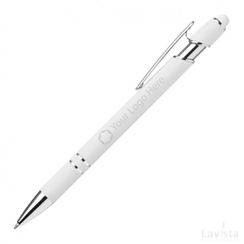 BARROW Stylus balpen soft touch met lasergravering wit