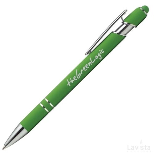 BARROW Stylus balpen soft touch met lasergravering donkergroen