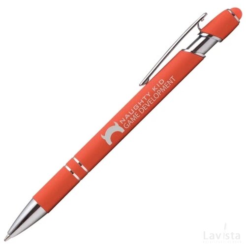 BARROW Stylus balpen soft touch met lasergravering oranje