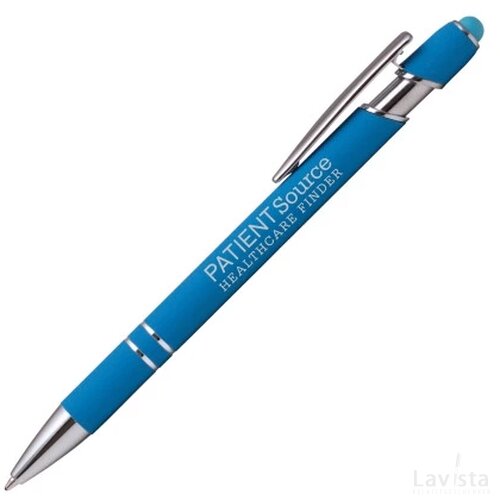 BARROW Stylus balpen soft touch met lasergravering lichtblauw