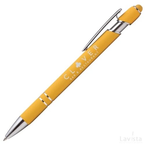 BARROW Stylus balpen soft touch met lasergravering geel