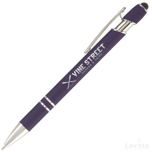 GARDEN Stylus balpen soft touch met lasergravering donkerpaars