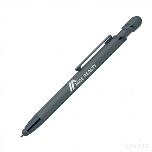 BUTON balpen soft touch met lasergravering donkerblauw