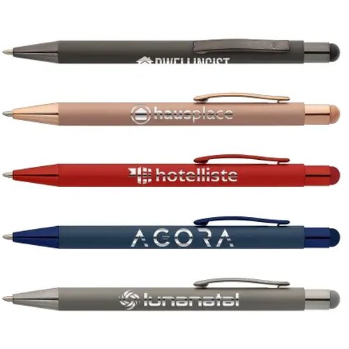 SUNDA Stylus balpen soft touch met spiegel gravering
