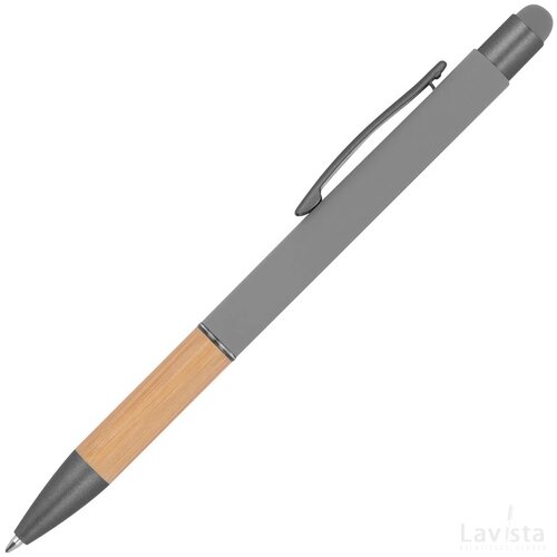 Pen met grip van bamboe zilvergrijs