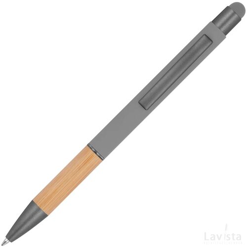 Pen met grip van bamboe zilvergrijs