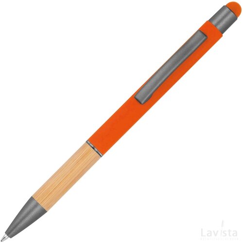 Pen met grip van bamboe oranje
