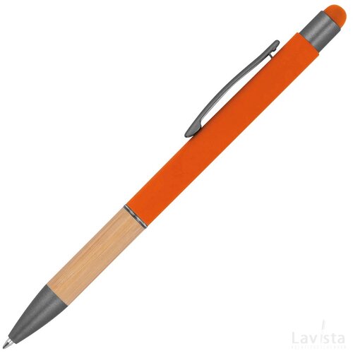 Pen met grip van bamboe oranje