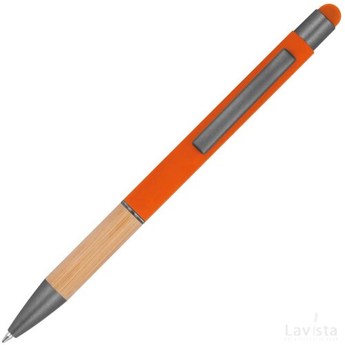 Pen met grip van bamboe oranje