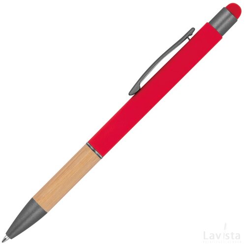 Pen met grip van bamboe rood