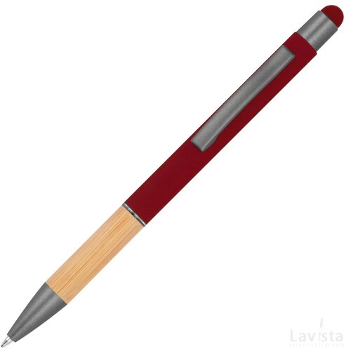 Pen met grip van bamboe bordeaux