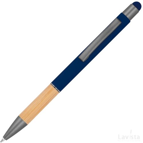 Pen met grip van bamboe donkerblauw