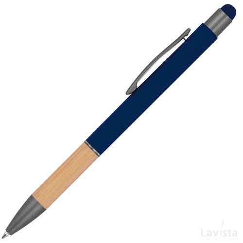 Pen met grip van bamboe donkerblauw