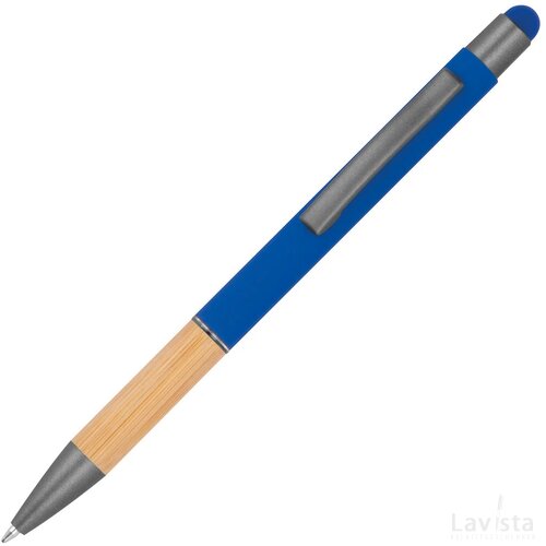 Pen met grip van bamboe blauw
