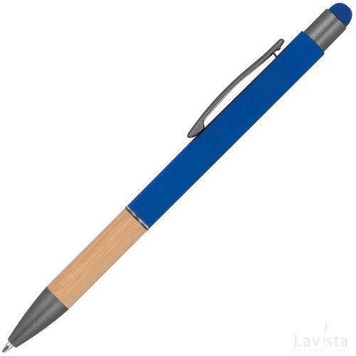 Pen met grip van bamboe blauw