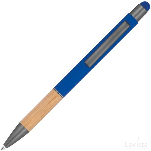 Pen met grip van bamboe blauw