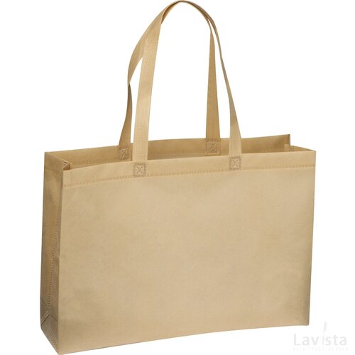 Non woven tas 80 grams met bodem beige