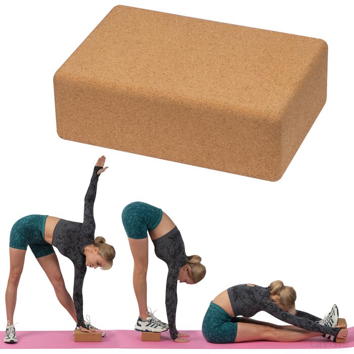 Yogahulp in de vorm van een blok uit kurk beige