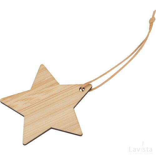 Kerstster als hanger van bamboo beige