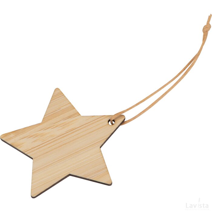 Kerstster als hanger van bamboo beige