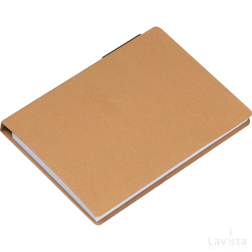 Notitieboekje met pen en markeervelletjes beige