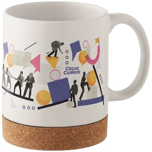 Sublimatie mok met kurk detail Wit 280 ml