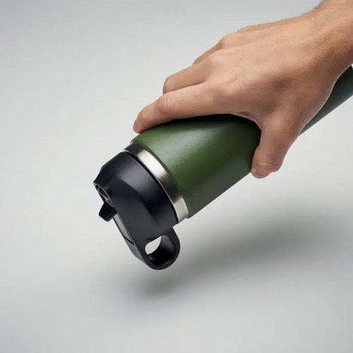 Gerecycled RVS thermosfles met rietje (500 ml) Groen