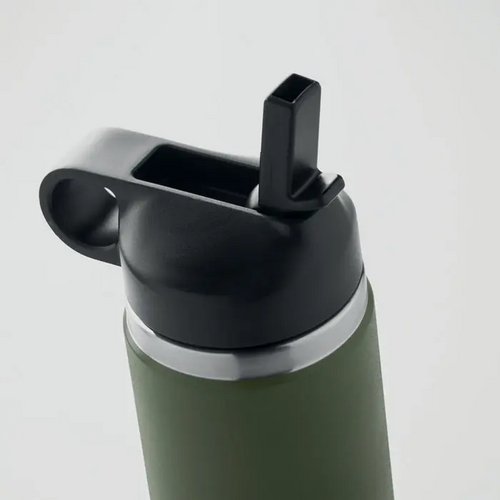 Gerecycled RVS thermosfles met rietje (500 ml) Groen