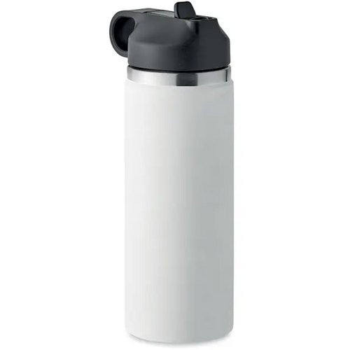 Gerecycled RVS thermosfles met rietje (500 ml) Wit