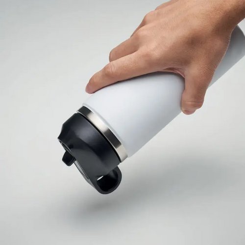 Gerecycled RVS thermosfles met rietje (500 ml) Wit