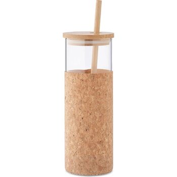 Glazen beker kurk hoes 450 ml Molunge beige
