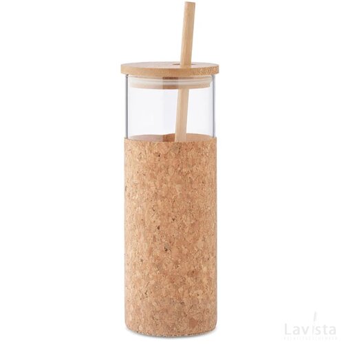 Glazen beker kurk hoes 450 ml Molunge beige