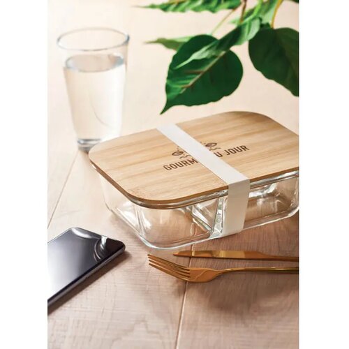 Glazen lunchbox met bamboe deksel Tundra 3 Transparant