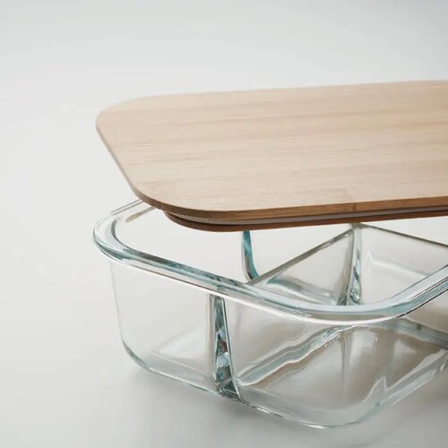 Glazen lunchbox met bamboe deksel Tundra 3 Transparant