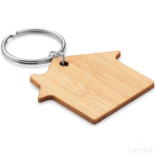 Huisvorm bamboe sleutelhanger Houseboo hout