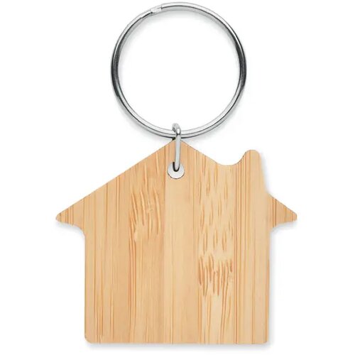 Huisvorm bamboe sleutelhanger Bruin