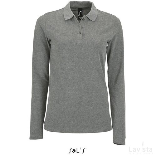 Perfect dames lsl polo 180 Perfect lsl women grey melange