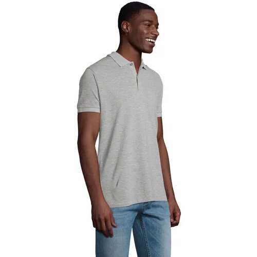 Planet heren polo 170g Planet men grey melange