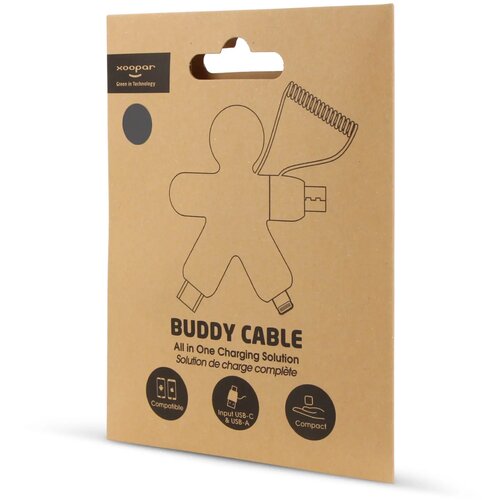 Xoopar Eco Buddy oplaadkabel Zwart