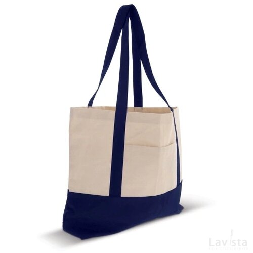 Strandtas katoenen canvas OEKO-TEX® 280g/m² 42x10x30cm donker blauw
