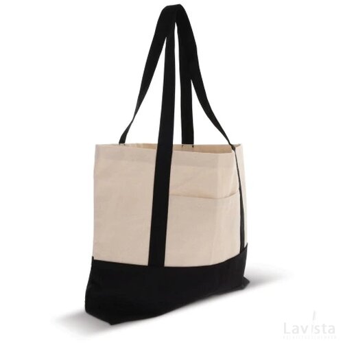 Strandtas katoenen canvas OEKO-TEX® 280g/m² 42x10x30cm zwart