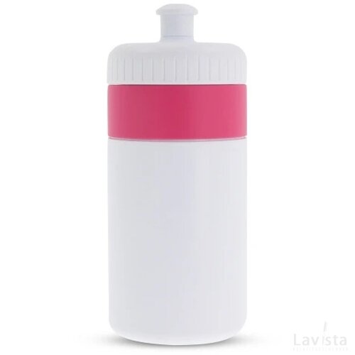 Sportfles met rand 500ml wit / roze