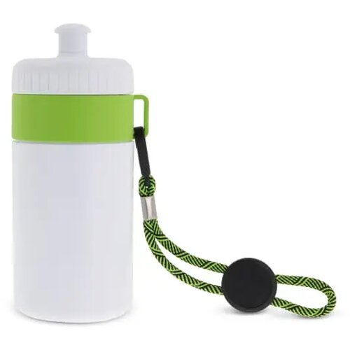 Bidon met rand en koord 500ml wit / licht groen