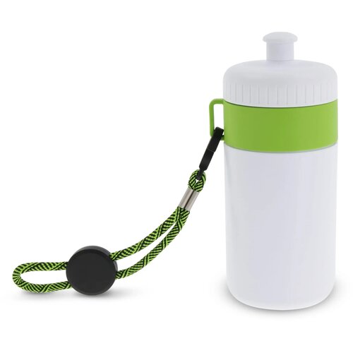 Bidon met rand en koord 500ml wit / licht groen