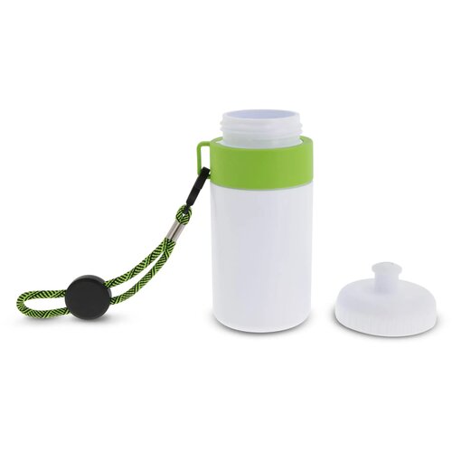 Bidon met rand en koord 500ml wit / licht groen
